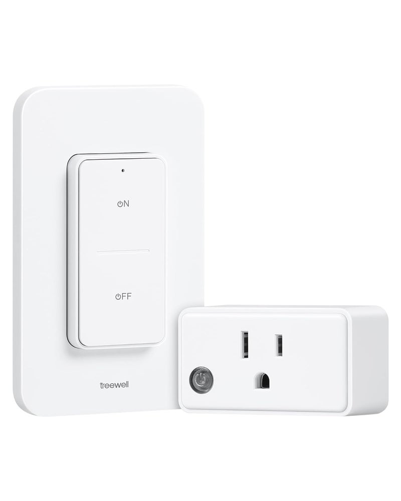 treewell Remote Control Outlet Wireless Wall Switch, 200FT Long Range RF Remote Light Switch, Mini Electrical Outlet Plug, 15A/1875W High-Power for Lamps, Lights, Household Appliances, ETL Listed - Image 1